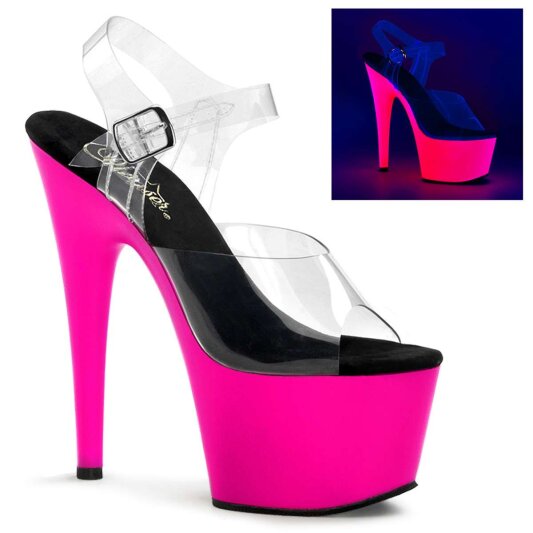 Pleaser Sandales ADORE-708UV Transparent Néon-Rose EU-40/US-10