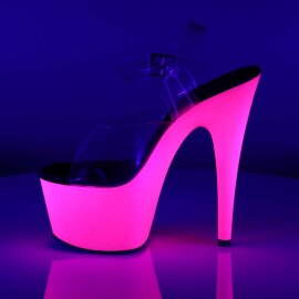 Pleaser Sandales ADORE-708UV Transparent Néon-Rose EU-35/US-5