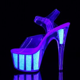 Pleaser Sandales ADORE-708UVG Transparent Néon-Argent EU-38/US-8