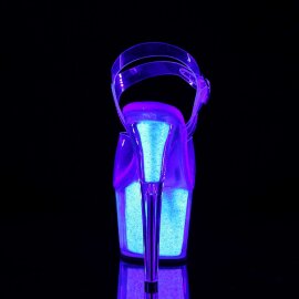 Pleaser Sandales ADORE-708UVG Transparent Néon-Argent EU-39/US-9