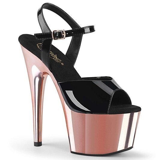 Pleaser Sandales ADORE-709 Noir Or Rose Chrome EU-35/US-5