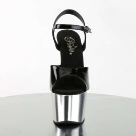 Pleaser Sandales ADORE-709 Noir Argent Chrome EU-35/US-5