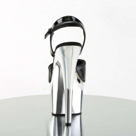 Pleaser Sandales ADORE-709 Noir Argent Chrome EU-35/US-5