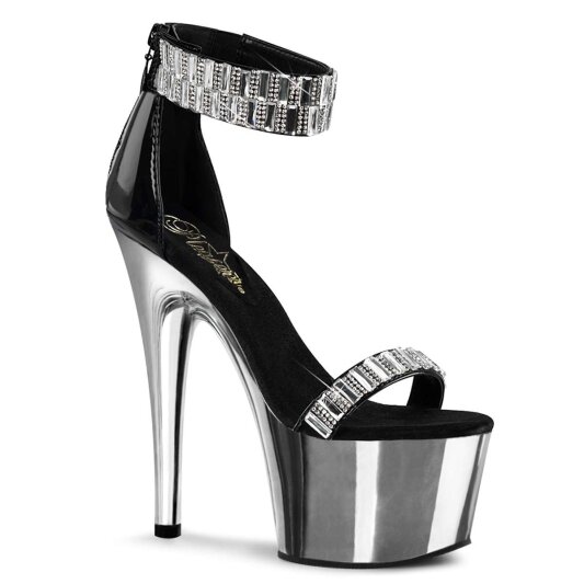 Pleaser Sandales ADORE-769RS Noir Argent Chrome EU-35/US-5