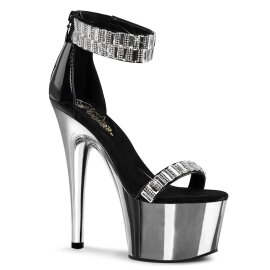 Pleaser Sandales ADORE-769RS Noir Argent Chrome EU-35/US-5