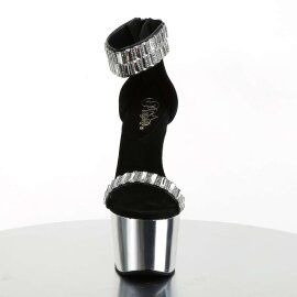 Pleaser Sandales ADORE-769RS Noir Argent Chrome EU-35/US-5