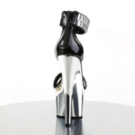 Pleaser Sandales ADORE-769RS Noir Argent Chrome EU-35/US-5