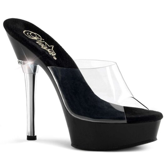 Pleaser Mules ALLURE-601 Transparent Noir EU-35/US-5
