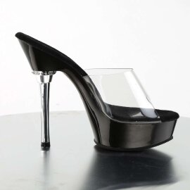 Pleaser Mules ALLURE-601 Transparent Noir EU-39/US-9