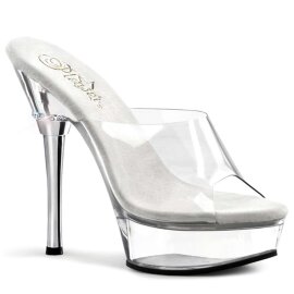 Pleaser Mules ALLURE-601 Transparent Argent EU-40/US-10