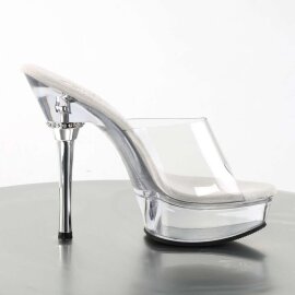 Pleaser Mules ALLURE-601 Transparent Argent EU-39/US-9