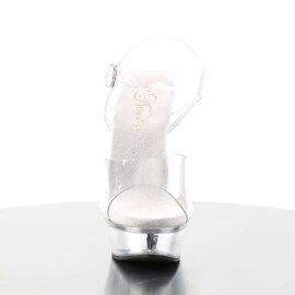 Pleaser Sandales ALLURE-608 Transparent Argent EU-41/US-11