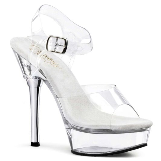 Pleaser Sandales ALLURE-608 Transparent Argent EU-39/US-9