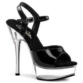 Pleaser Sandales ALLURE-609 Noir Transparent EU-39/US-9