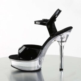 Pleaser Sandales ALLURE-609 Noir Transparent EU-39/US-9