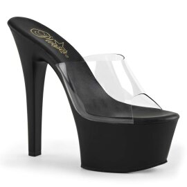 Pleaser Mules ASPIRE-601 Transparent Noir Strass EU-35/US-5