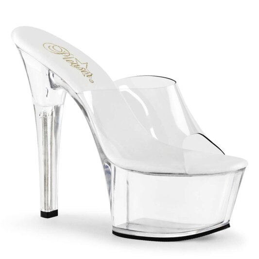 Pleaser Mules ASPIRE-601 Transparent Argent EU-37/US-7