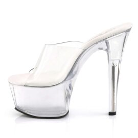 Pleaser Mules ASPIRE-601 Transparent Argent EU-38/US-8