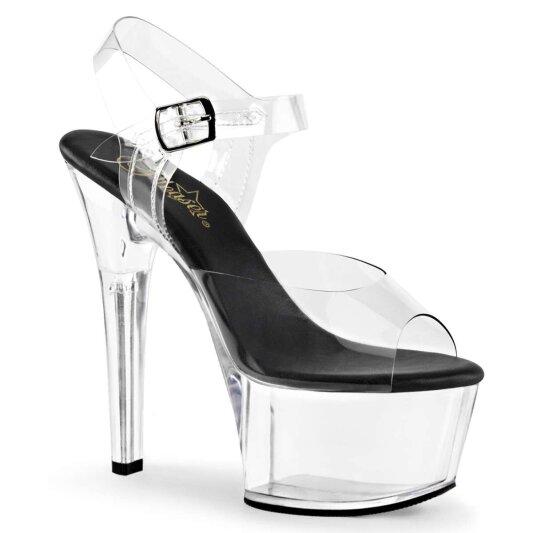 Pleaser Sandales ASPIRE-608 Transparent Noir EU-37/US-7