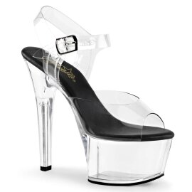 Pleaser Sandales ASPIRE-608 Transparent Noir EU-38/US-8