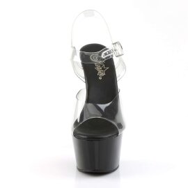 Pleaser Sandales ASPIRE-608 Transparent Noir EU-35/US-5