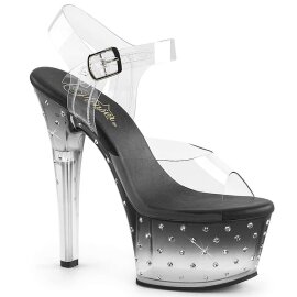 Pleaser Sandales ASPIRE-608STD Transparent Noir EU-35/US-5
