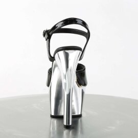 Pleaser Sandales ASPIRE-609 Noir Argent Chrome EU-38/US-8
