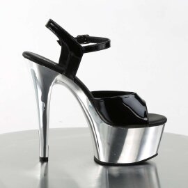 Pleaser Sandales ASPIRE-609 Noir Argent Chrome EU-38/US-8
