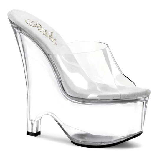 Pleaser Mules BEAU-601 Transparent Argent EU-37/US-7