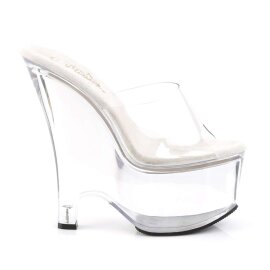 Pleaser Mules BEAU-601 Transparent Argent EU-37/US-7