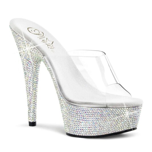 Pleaser Mules BEJEWELED-601DM Transparent Argent Strass EU-35/US-5