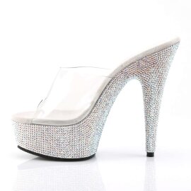 Pleaser Mules BEJEWELED-601DM Transparent Argent Strass EU-35/US-5
