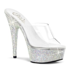 Pleaser Mules BEJEWELED-601DM Transparent Argent Strass...