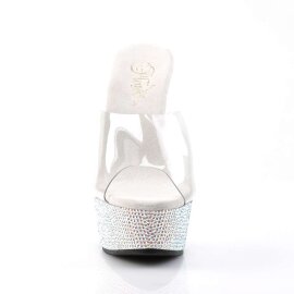 Pleaser Mules BEJEWELED-601DM Transparent Argent Strass...