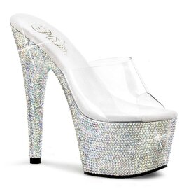 Pleaser Mules BEJEWELED-701DM Transparent Argent Strass...