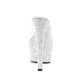 Pleaser Mules BEJEWELED-701DM Transparent Argent Strass EU-35/US-5