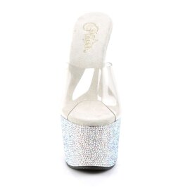 Pleaser Mules BEJEWELED-701DM Transparent Argent Strass...