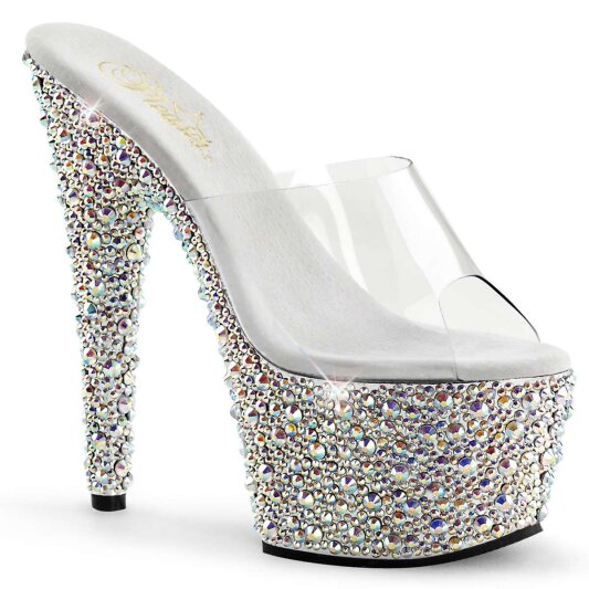 Pleaser Mules BEJEWELED-701MS Transparent Argent Strass EU-35/US-5