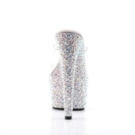 Pleaser Mules BEJEWELED-701MS Transparent Argent Strass EU-35/US-5