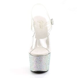 Pleaser Sandales BEJEWELED-708DM Transparent Argent Strass EU-35/US-5