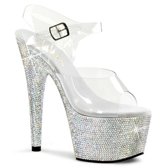 Pleaser Sandales BEJEWELED-708DM Transparent Argent Strass EU-37/US-7