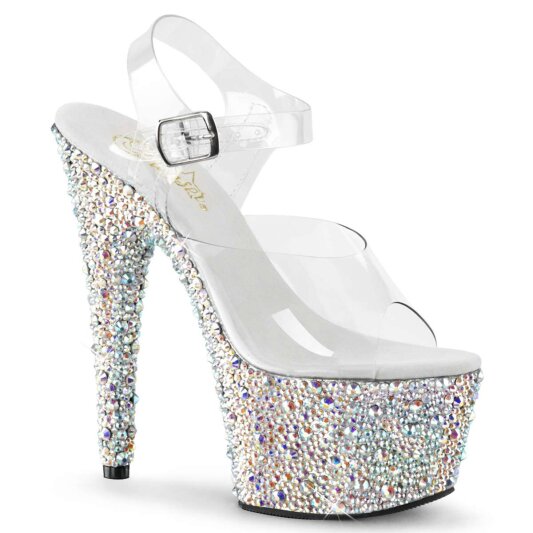 Pleaser Sandales BEJEWELED-708MS Transparent Argent Strass EU-35/US-5