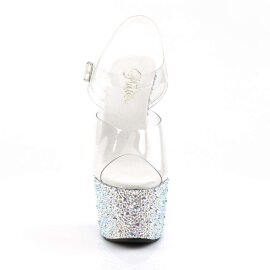 Pleaser Sandales BEJEWELED-708MS Transparent Argent Strass EU-35/US-5