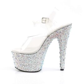 Pleaser Sandales BEJEWELED-708MS Transparent Argent Strass EU-35/US-5