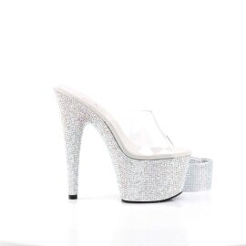 Pleaser Mules BEJEWELED-712RS Transparent Argent Strass EU-35/US-5