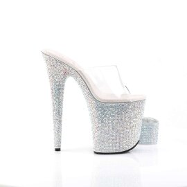 Pleaser Mules BEJEWELED-812RS Transparent Argent Strass EU-42/US-12