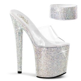 Pleaser Mules BEJEWELED-812RS Transparent Argent Strass...