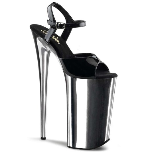 Pleaser Sandales BEYOND-009 Noir Argent Chrome EU-41/US-11
