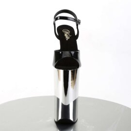 Pleaser Sandales BEYOND-009 Noir Argent Chrome EU-39/US-9