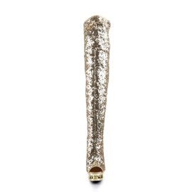 Pleaser Bottes cuissardes BLONDIE-R-3011 Or Multi...